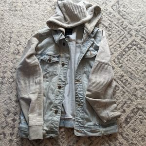 Mens denim and hoodie jacket